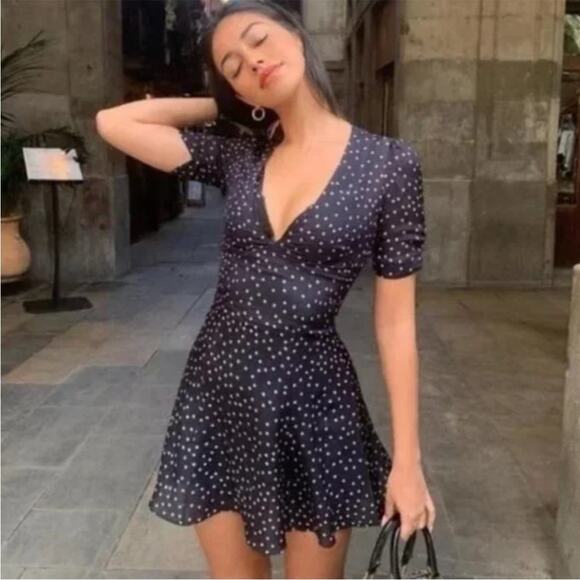 Realisation Par The Ozzie navy blue white stars fit and flare mini dress XS - Picture 1 of 8